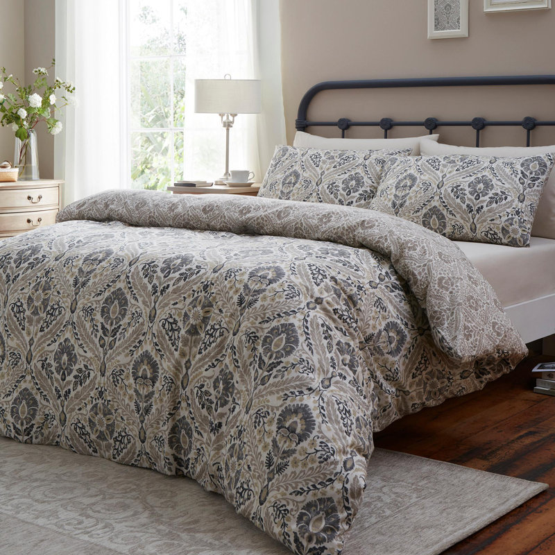 Cotton Geometric Duvet Cover Set with Pillowcases Included, Single Duvet Cover + 1 Standard Pillowcase