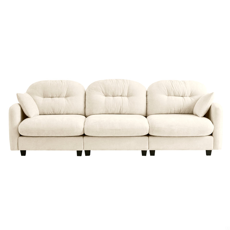 Three-Seate Modular Sectional Couch,Soft Chenille Fabric High-Density Foam, Beige Chenille