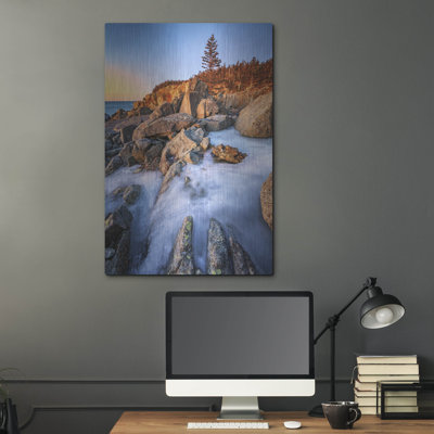 Mur en métal Breakwater Bay «Frozen Morning At Quoddy Head» par Rick Berk