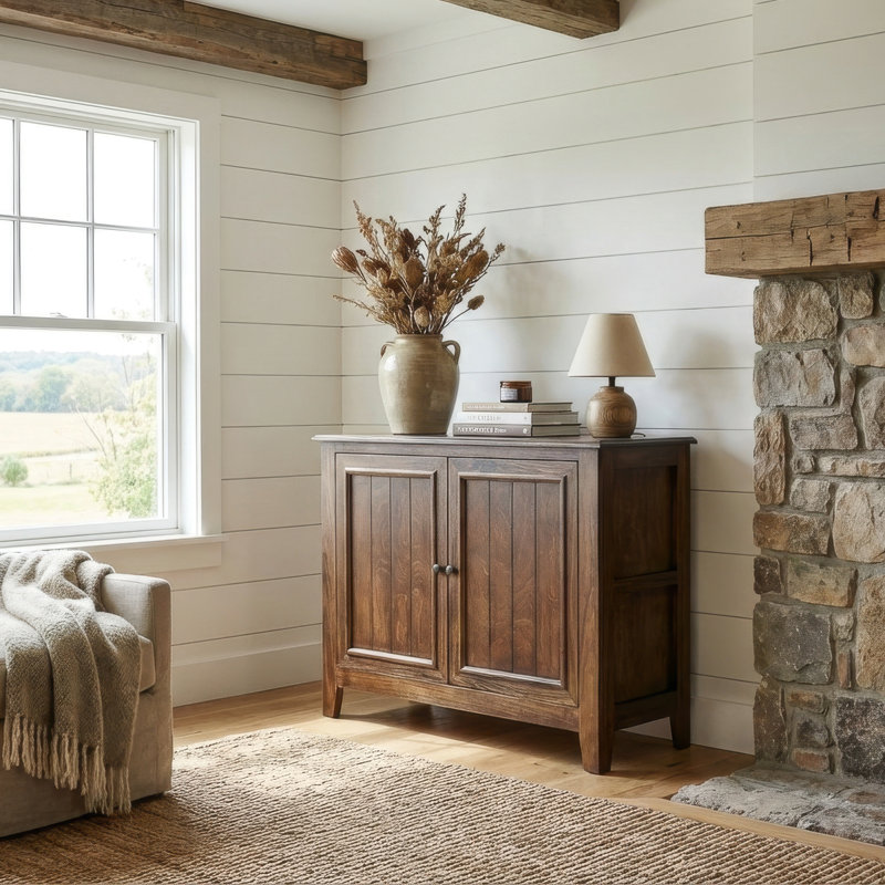 Astoria 2-door Solid Wood Accent Cabinet, Walnut