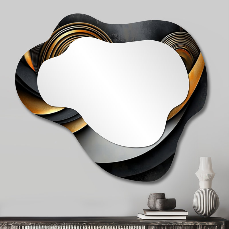 Grand miroir de coiffeuse nuage géométrique doré - alignement céleste abstrait, impression sur métal, 25" x 28"