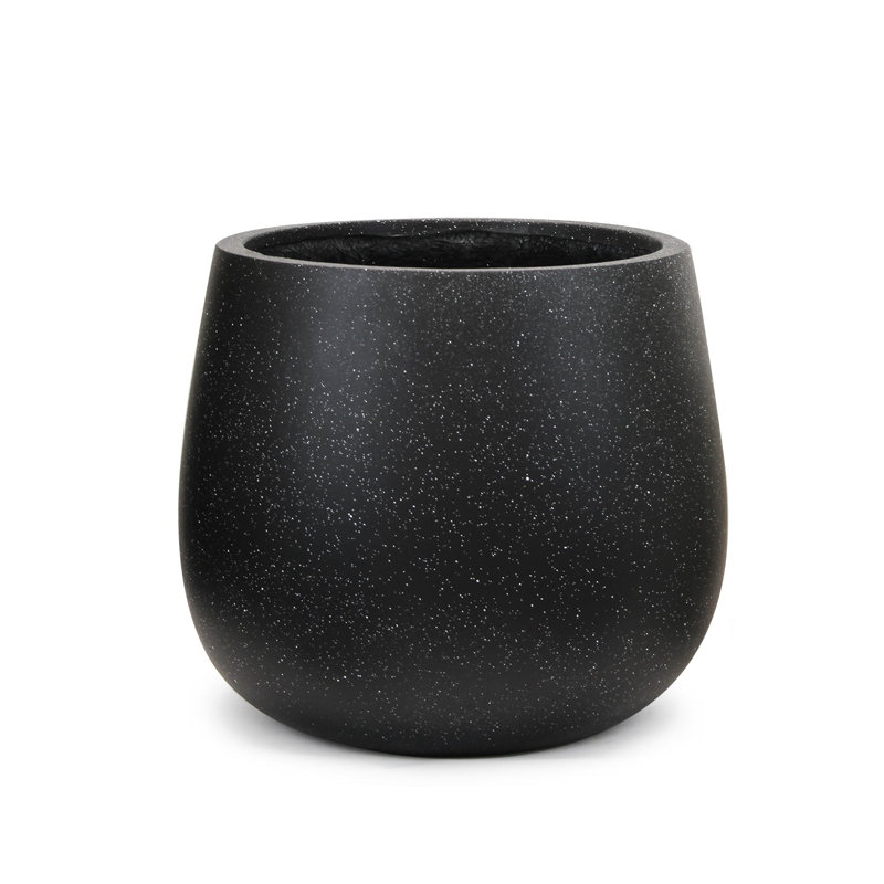 FibraLuxe Floor Planters, 16.75" H x 19" W x 19" D, Black