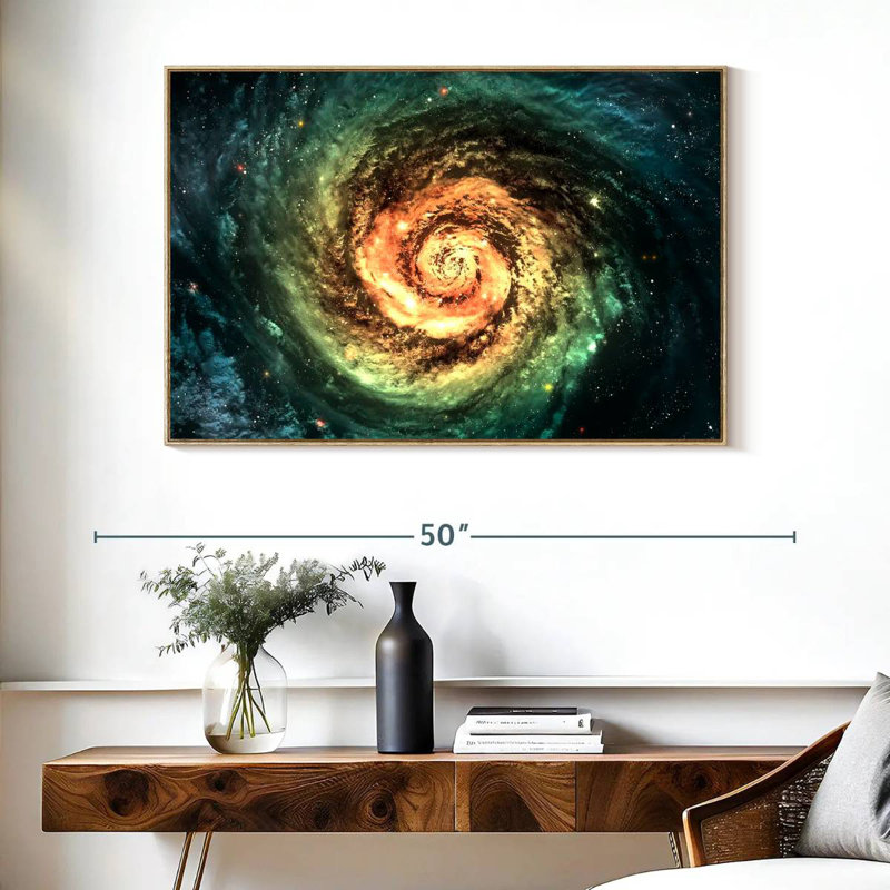 Galaxie spirale, Cadre flottant en bois naturel, 40 po x 27 po