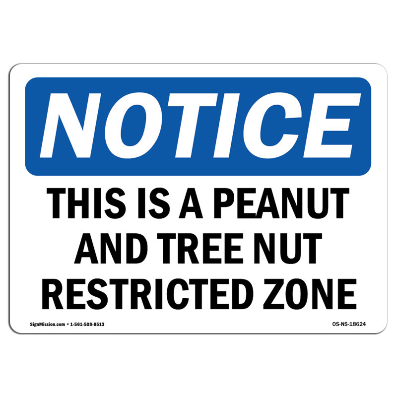 Panneau en plastique «This Is A Peanut and Tree Nutred Zone» 14 po x 10 po