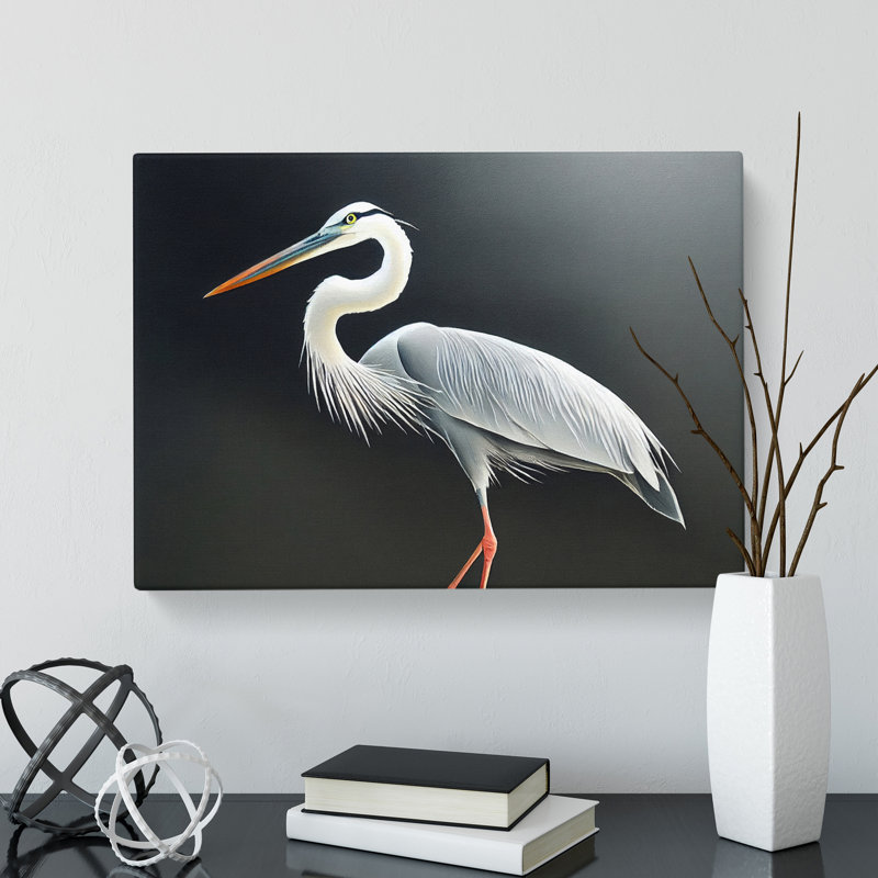 Pleasing Heron Bird - Wrapped Canvas, 40cm H x 60cm W x 3cm D