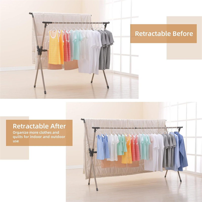 Adjustable Foldable Laundry Rack - Retractable 47-79 Inch