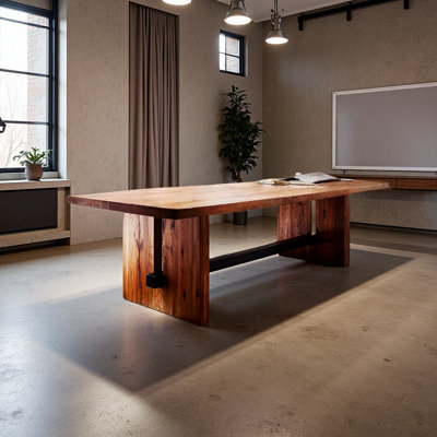 Modern Industrial Style Solid Wood Conference Tabl