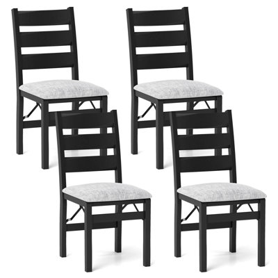  Folding Chairs Set Of 4 Modern Upholstered Chairs With Comfy Backrest & Padded Seat