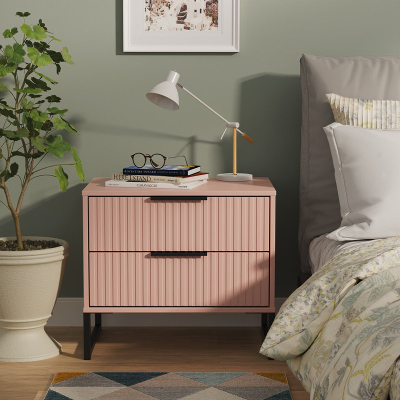 Chaelynn 58cm W Manufactured Wood Bedside Table, Pink