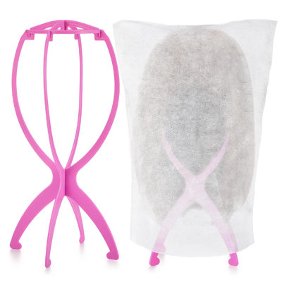 Wig Stand Set With Dust Bags For Home Salon And Travel Storage