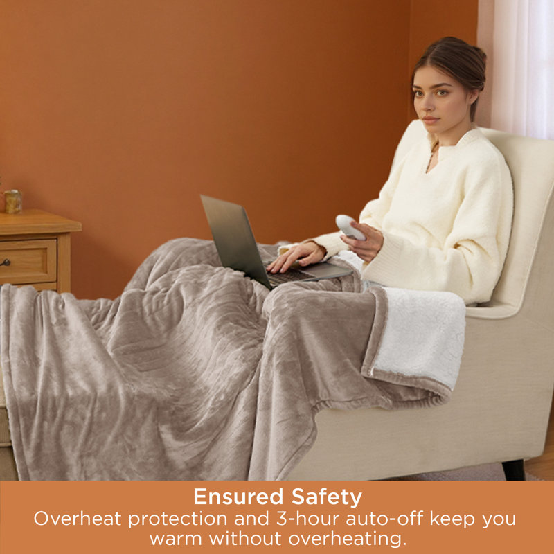 Cozy Winter Collection Electric Blanket - Dual Control Heated Blanket , Fast Heating with 10 Time Settings & 10 Heat Settings