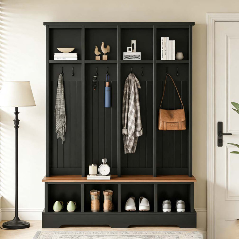 Hall Tree with 8 Hooks, Black