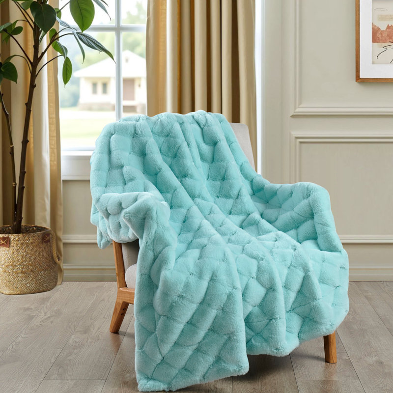 Throw Blanket, Bleached Aqua