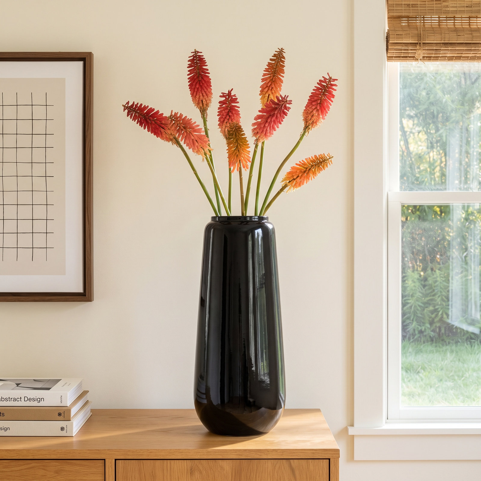 Mabe Floor Vase, 40" H x 15" W x 15" D, Black