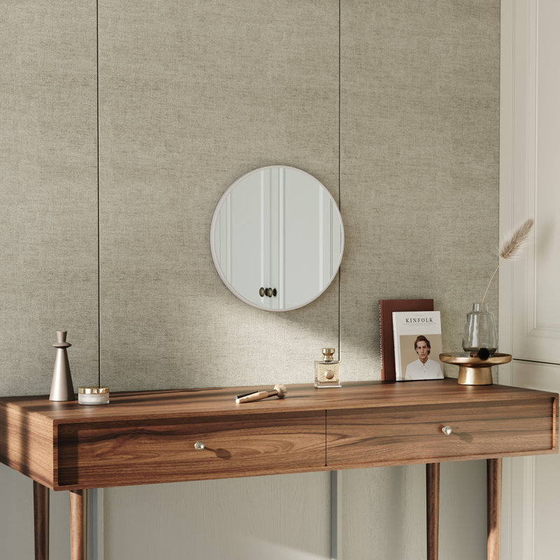 Nordic Style Round Wall Mounted Bathroom Mirror, 40cm x 40cm, White