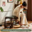Solid Wood Bench, Entryway Shoe Rack Bench with Cushion, 2 Tier Shoe Cabinet with Bench