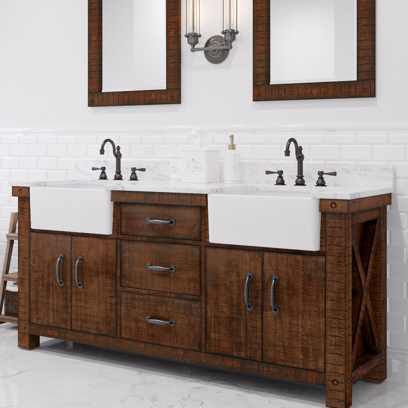 Paisley 72'' W Double Vanity, Rustic Sienna, No