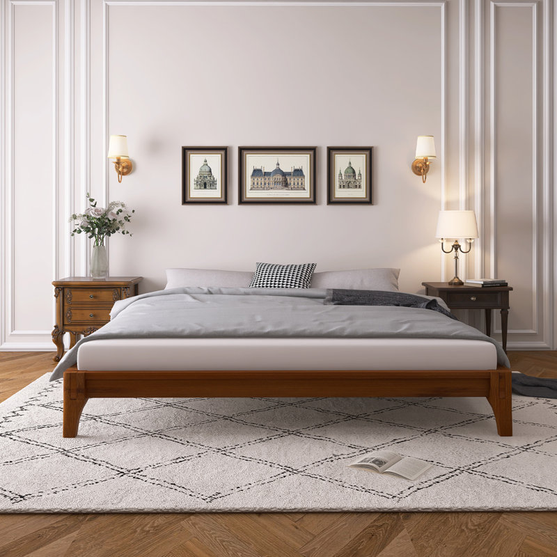 Solid Dry Bamboo Wood Platform Bed Frame, King