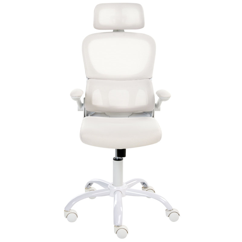 Office Chair with Headrest, White
