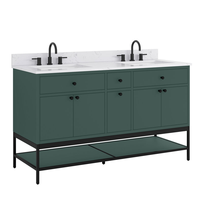 Avanity Paisley 60 in. Vanity Combo in Everglade Green finish with Cala White Engineered Top, Green