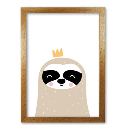 Scandi Sloth With Crown - Print