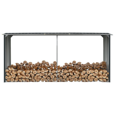 Support de rangement pour bûches avec toit en acier galvanisé 129,9 po