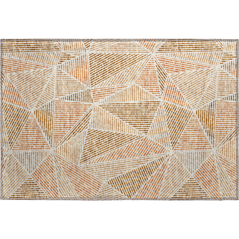 Premium Machine Washable Cerrito Terracotta Rug, Rectangle 1'8" x 2'6"