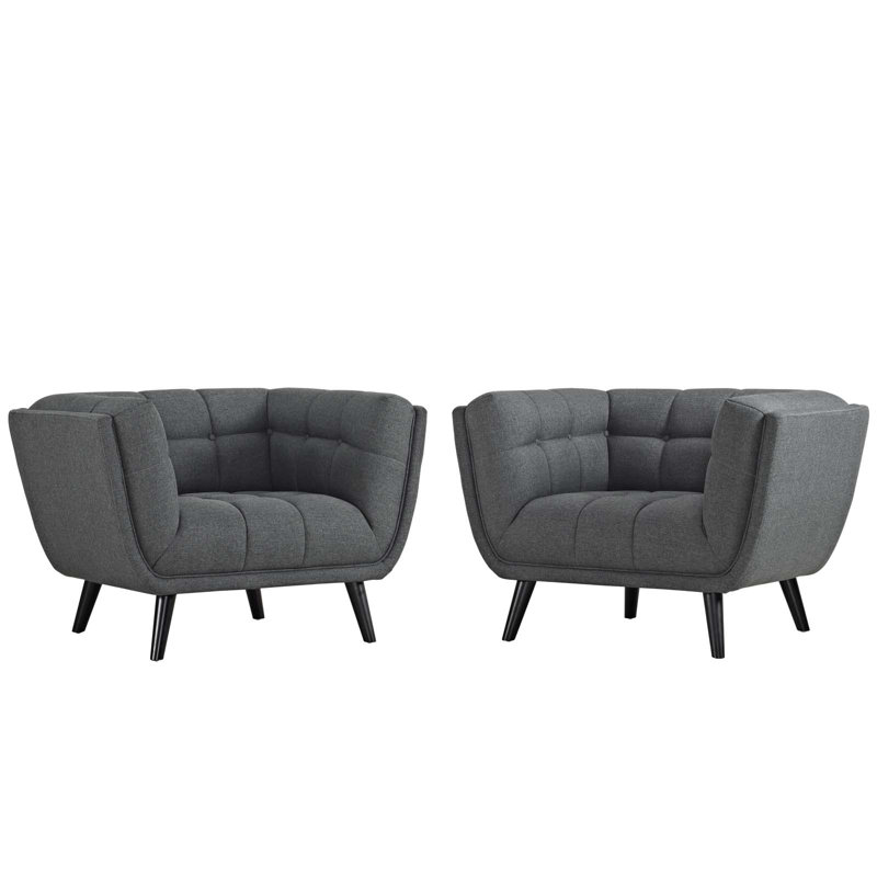 Modway Carson Carrington Karhula Upholstered Armchair Set, Gray Performance Velvet