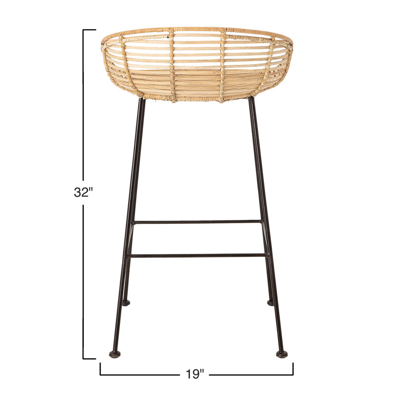 Woven Rattan and Metal Stella Bar Stool