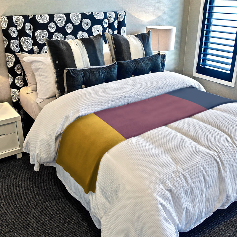 Portland Quilted Throw Blanket, 62.5" W x 82.5" L, Cleveland Gold/Wine/Navy Blue