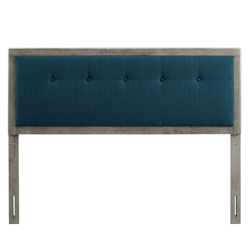 Draper Tufted Fabric and Wood Headboard, Queen, Gray/Azure