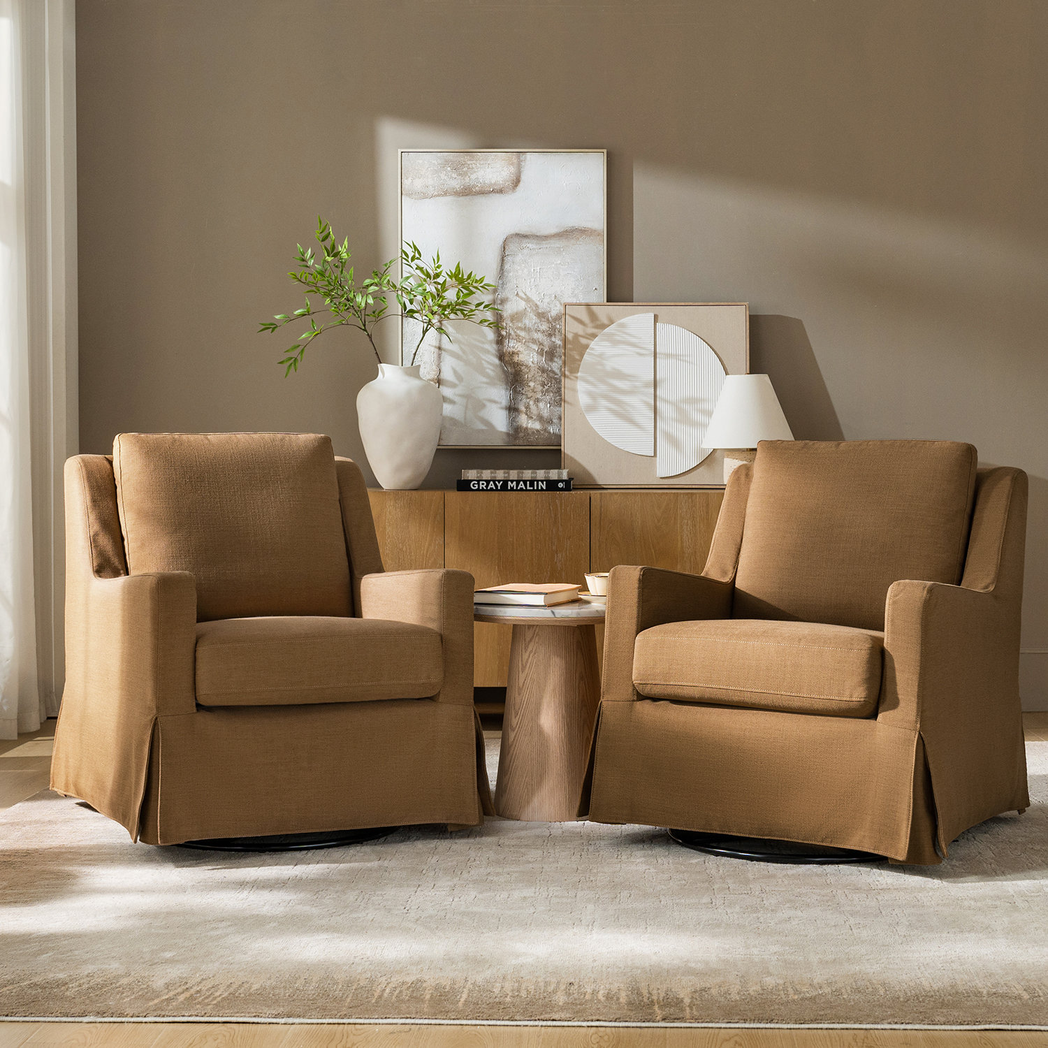Lucie Swivel Accent Chair, Golden