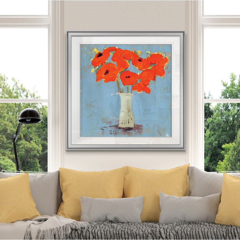 « orange de dépilament », peinture, H 16 po x l 16 po x P 1,5 po, Impression encadrée, Argent argent