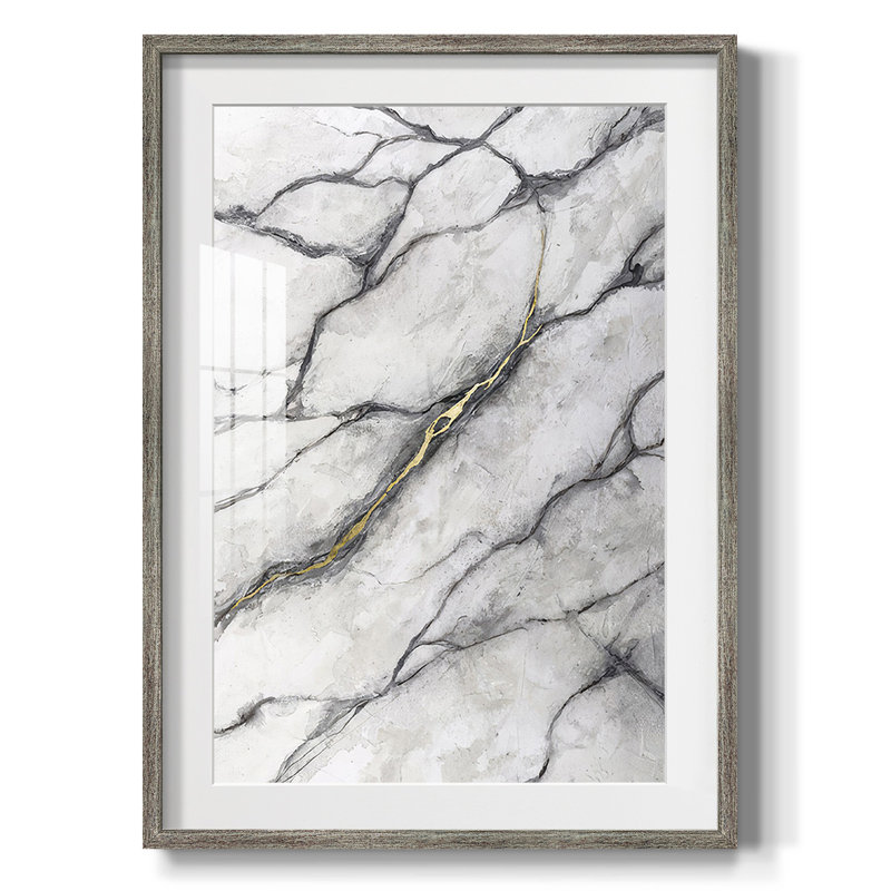 White Marble II -Framed Print, Distressed, 28.5" H x 20.5" W