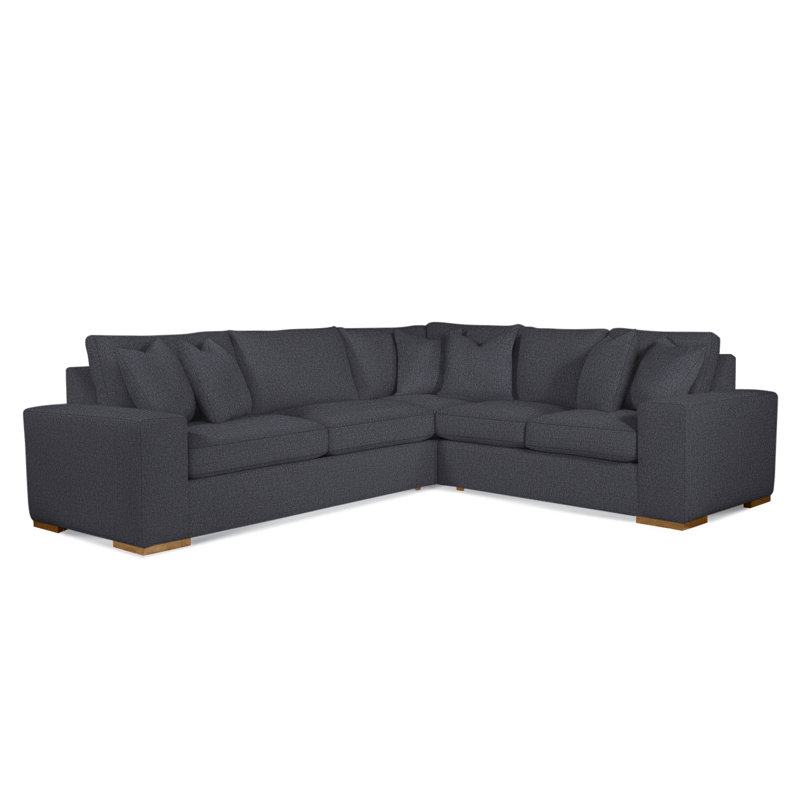 Memphis Sectional, Blue Chenille/Velvet Solid; 0809-63, Right Hand Facing, Honey