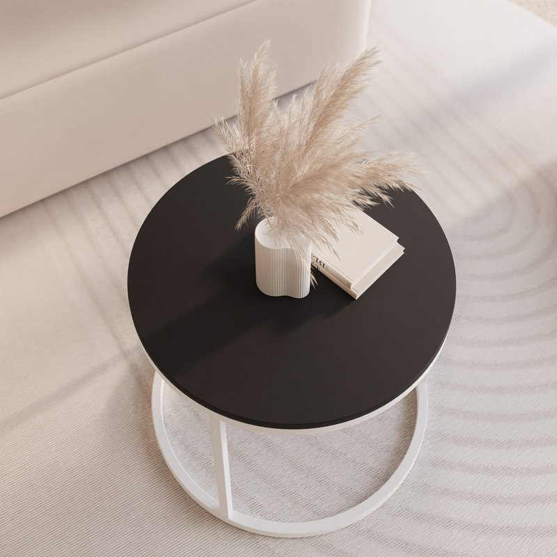 Coffee Table with Storage, White, Matte Black, 42 cm H x 50 cm L x 50 cm W