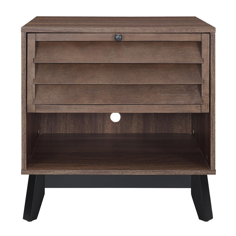 Merced Side Table with Storage, Brown Walnut
