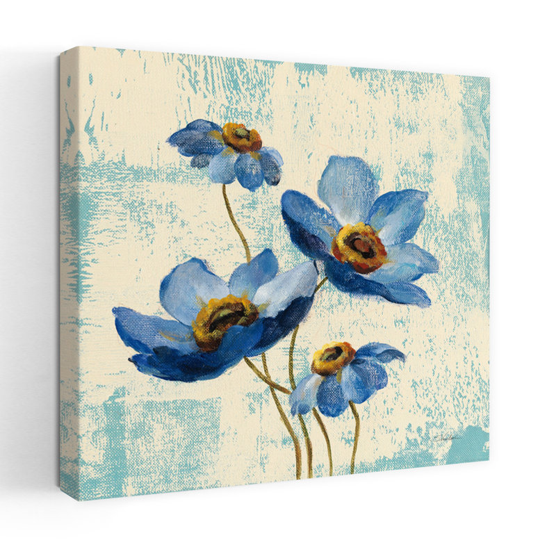 Art contemporain fleur Ix avec fleurs en fleurs, H 18 po x l 18 po