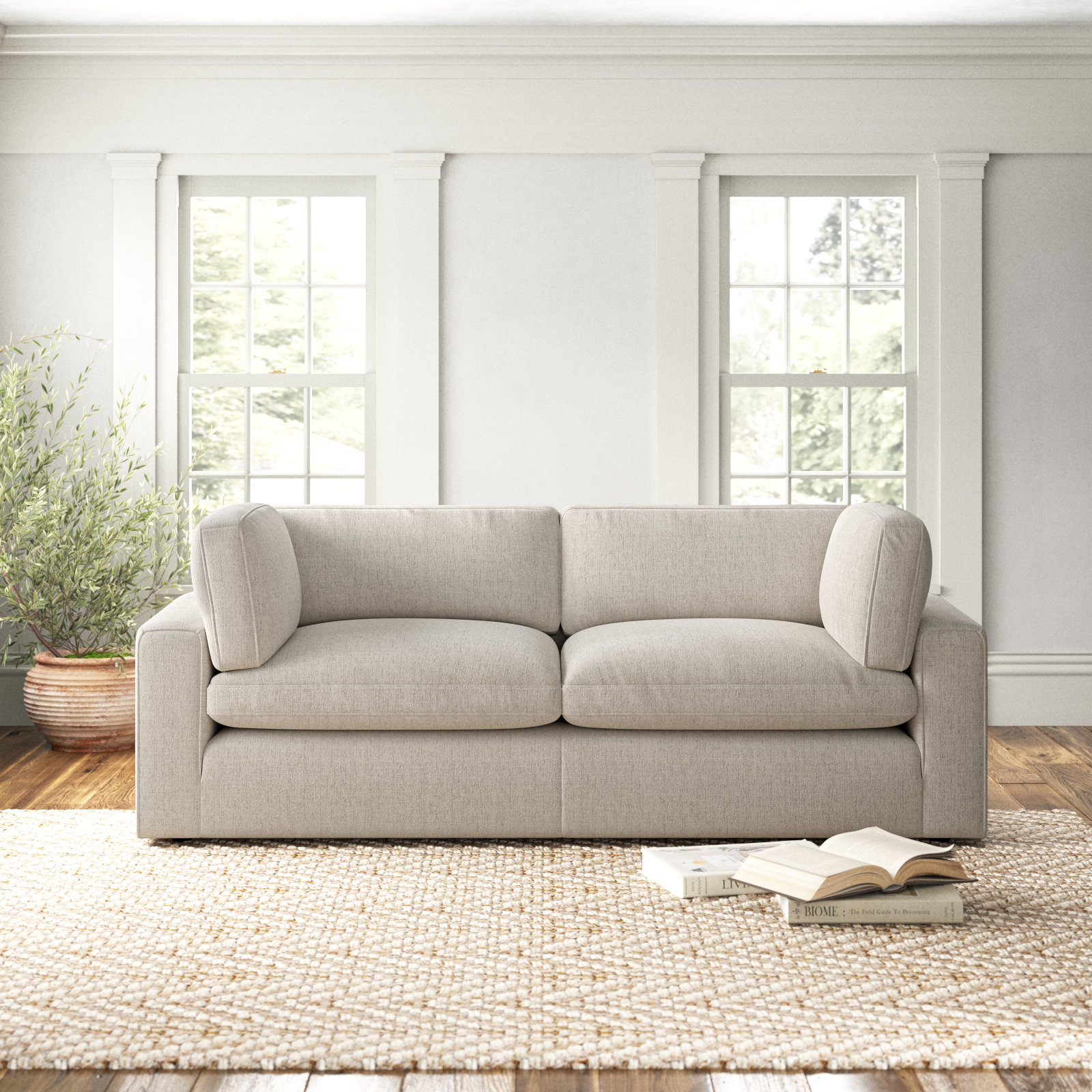 Capra 91'' Upholstered Sofa, Nathan Wheat Tweed