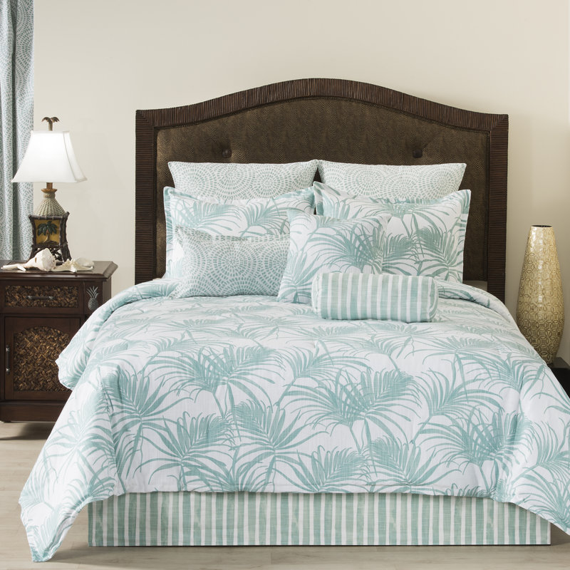 Trinidad stripe seafoam 15" Bed Skirt, Queen