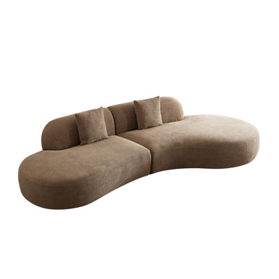 135‘’Curved Upholstered Sectional Sofa, Multiple Seating Positions, Fabric Upholstery Couch For With Pillows For Living Room Office,Apartment