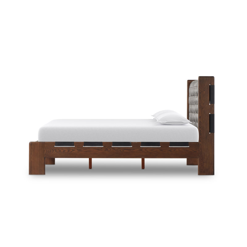 Halston Leather Bed, King, Terra Brown/Ash