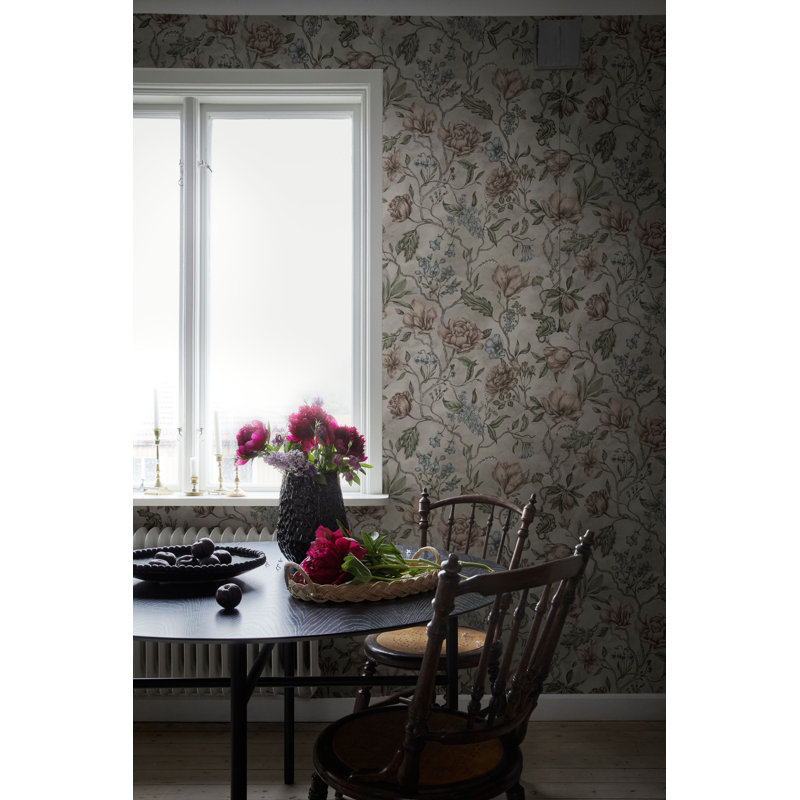 Kolonin Floral Wallpaper Roll, Gray