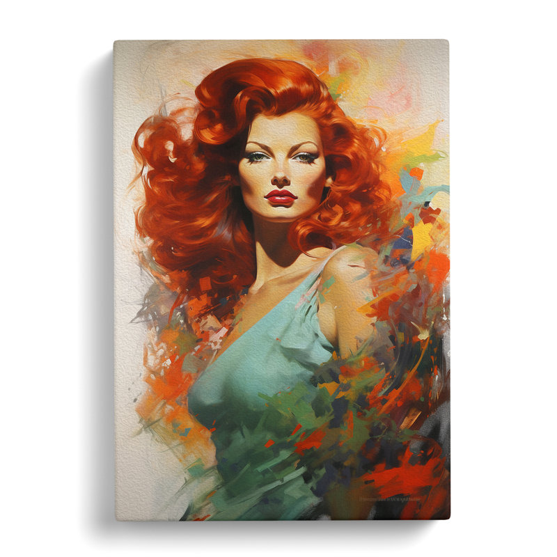 Red Headed Woman Gestural - Wrapped Canvas, 50cm H x 35cm W x 3cm D