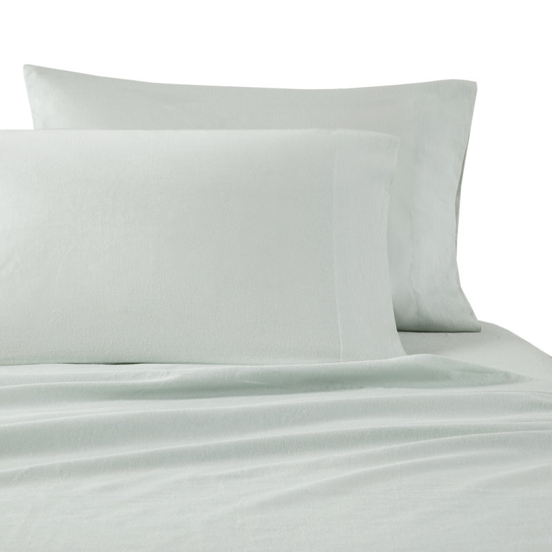 Seafoam Solid Queen Cotton Flannel 4-Piece Sheet Set
