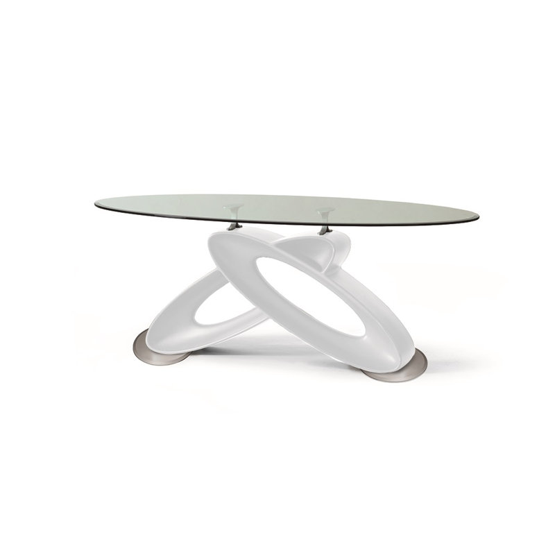 Palacios Oval Glass Top Dining Table, White