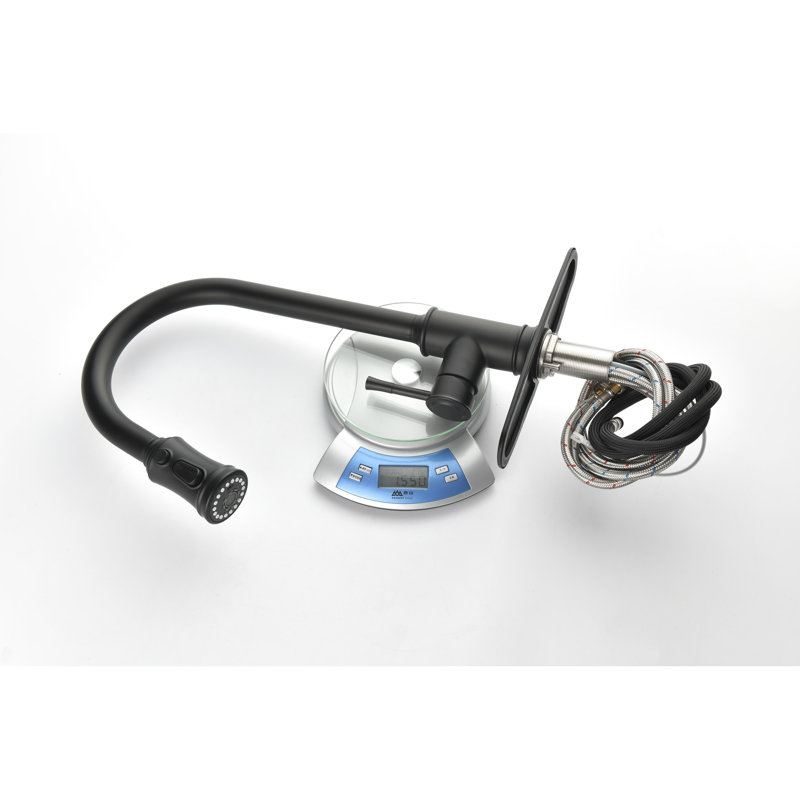 Brushed Nickel Kitchen Faucet With Pull Down And Rust Construction Stainless Steel Out Dirt Coating In, Noir mat