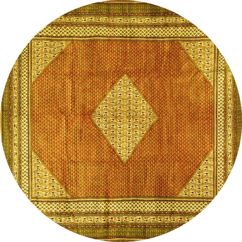 Tapis lavables à la machine Traditional 4395 - jaune, Rond 6 pi