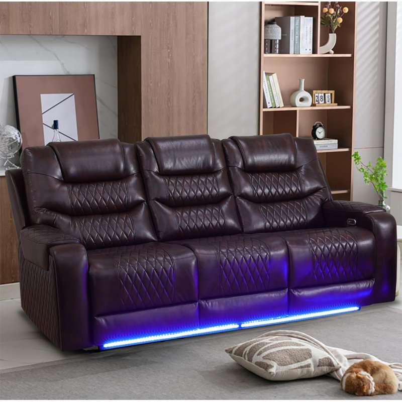 Ensemble de 2 fauteuils inclinables électriques en cuir de luxe avec accoudoirs enveloppants, console et recharge sans fil (ensemble de 2)