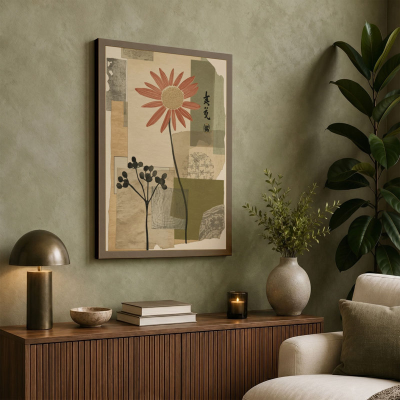 Collage Botanical - Wrapped Canvas, 24x16 - 61.0 x 40.6 cm, Teal Border